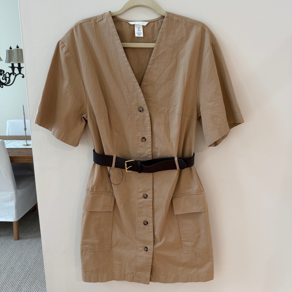 H&M Cotton Belted Utility Dress - NWOT